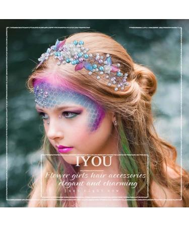 IYOU Mermaid Wedding Hair Vines Silver Pearl Headband Beads Princess Bridal Headpiece Hair Accessories for Flower Girls - Buy Online on GoSupps.com