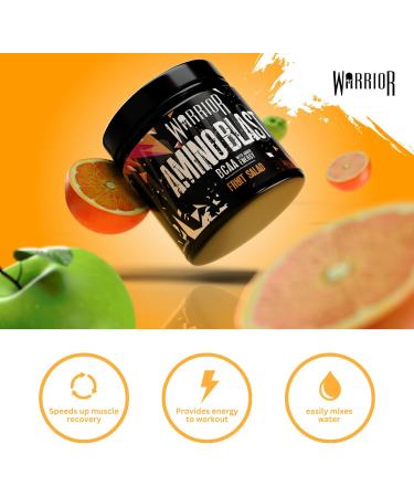 Warrior Amino Blast 270g BCAA Powder Branched Chain Amino Acids Supplement Intra Workout & Recovery Energy Drink 30 Servings (Fruit Salad) - Buy Online on GoSupps.com