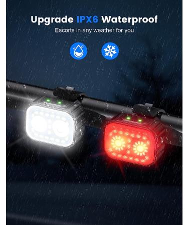 Zewdov Ultra Bright Rechargeable Bike Lights Set | IPX6 Waterproof Front & Back Lights | 8/12 Modes, 58Hrs Runtime | Easy Install Bicycle Headlight & Tail Light Combo - Buy Online on GoSupps.com