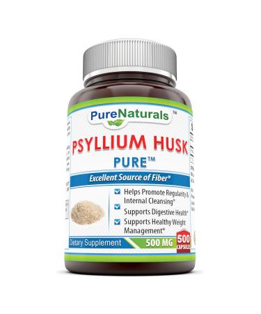 Pure Naturals Psyllium Husk 500 Mg 500 Count Unflavored 500 Count (Pack of 1)