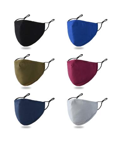 6 Pack Cloth Face Mask Washable with Nose Wire and Filter Pocket, Reusable Cotton Fabric Adjustable Face Masks for Women and Men/Sold by QL Sport
