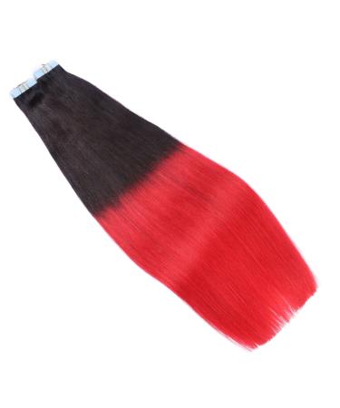 Novon Hair Extensions | Tape In On Hair Extensions #1B/Red Ombre - 40cm - 50 Tresses - 100% Remy Real Hair - Buy Online on GoSupps.com