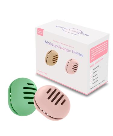 Fauxomor Make-Up Sponge Holder - 2-Pack Breathable Silicone Travel Bag for All Sizes - Pink & Mint Green - Buy Online on GoSupps.com