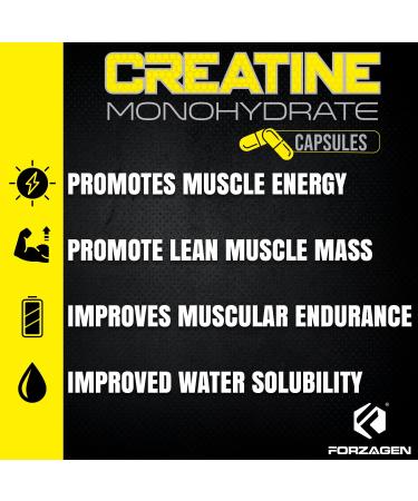 Forzagen Creatine Monohydrate Capsules 360 Capsules, Muscle Gaining Support, Strength Improve 360 Count (Pack of 1) - Buy Online on GoSupps.com