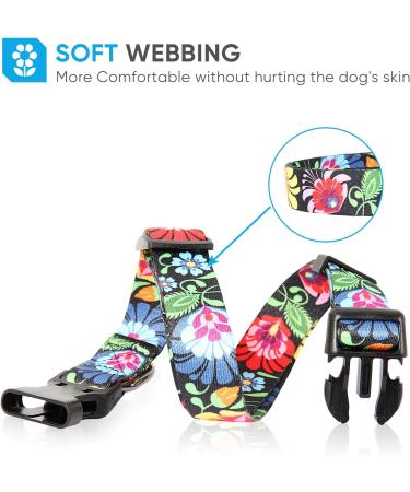 Heele Adjustable Dog Collar for Small & Medium Dogs - Patterned Comfort Collar for Puppies - Wild Flowers Design (XS 21.6-28cm) - Buy Online on GoSupps.com
