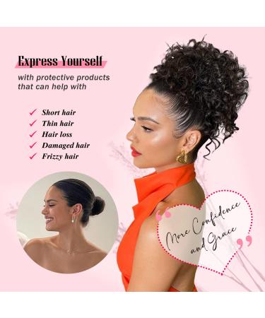 Adancyler Messy Bun Hair Piece for Women - Curly Drawstring Ponytail Extension | Short Synthetic Hairpiece - Black 10 Inch - Buy Online on GoSupps.com