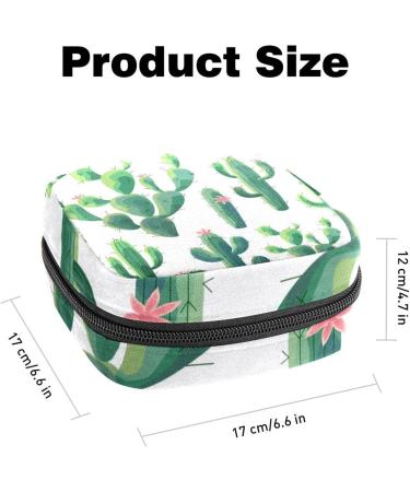 Stylish Tropical Cactus Menstruation Pad Bag with Zipper | Women's Napkin & Tampon Organizer | Eco-Friendly & Durable Tote for Girls - Buy Online on GoSupps.com