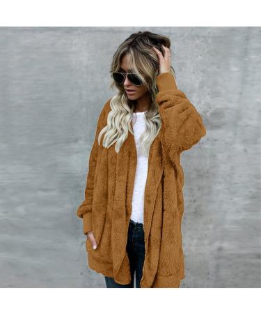 Buy Hanxiulin Oversized Plush Hoodie Jacket - Ladies Winter Coat Casual Fashion Down Jacket in Brown 3XL - Buy Online on GoSupps.com