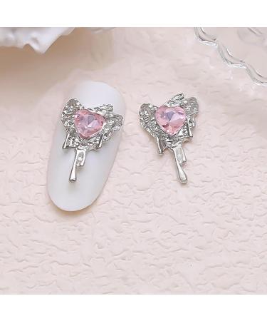 clinmday 10Pcs DIY Nail Art 3D Heart Faux Crystal Alloy Charms Decoration for Phone Case Necklace Jewelry Women Girls Manicure Supplies Purple - Buy Online on GoSupps.com