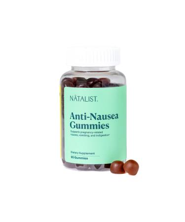 NATALIST Anti-Nausea Gummies Morning Sickness Relief for Pregnant Women - Chewy Organic Ginger & Vitamin B6 Supplement Helps Calm Pregnancy Nausea Upset Stomach & Indigestion - 90 Vegan Drops