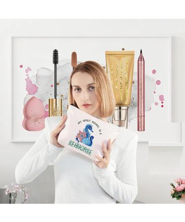 LEVLO Funny Seahorse Cosmetic Bag - Perfect Gift for Seahorse Lovers & Spirit Enthusiasts | International Shipping - Buy Online on GoSupps.com