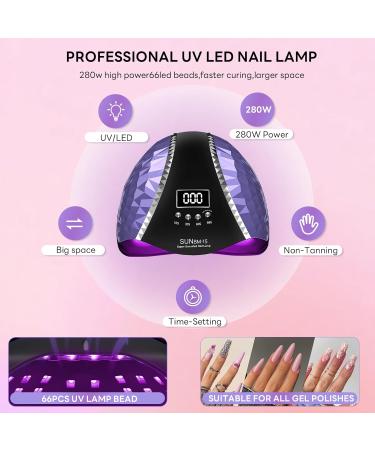 UV LED Nail Lamp 280W - Professional Nail Dryer for Gel Polish & Nail Art | Automatic Sensor 66 Red LED Beads 4 Timer Settings - Ideal for Salon & Home Use - Buy Online on GoSupps.com