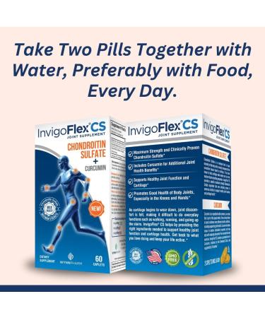 INVIGOFLEX CS - Chondroitin Sulfate with Turmeric Curcumin Non GMO for Knee Hand Back & Hip Premium Joint Supplement 60 Count (Pack of 1) - Buy Online on GoSupps.com