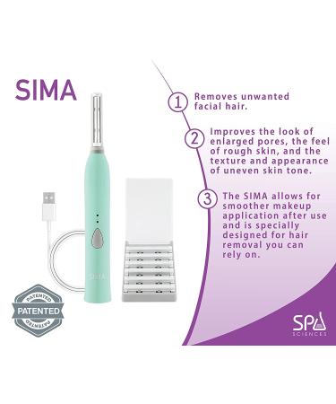 Spa Sciences SIMA Dermaplaning Tool - 2-in-1 Facial Exfoliation & Hair Removal System - Rechargeable Pink - Anti-Aging - 3 Speeds - Buy Online on GoSupps.com