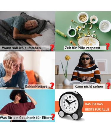 Hearcent Speaking Alarm Clock for Blind & Visually Impaired - German Voice Background Lighting 5 Alarms - Ideal for Seniors (Green) - Buy Online on GoSupps.com