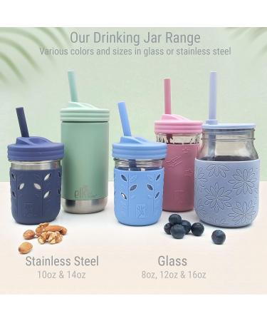 Elk and Friends Glass Mason Jar Kids Cups - 8 oz with Silicone Straws | Toddler Smoothie & Sippy Cups - Buy Online on GoSupps.com