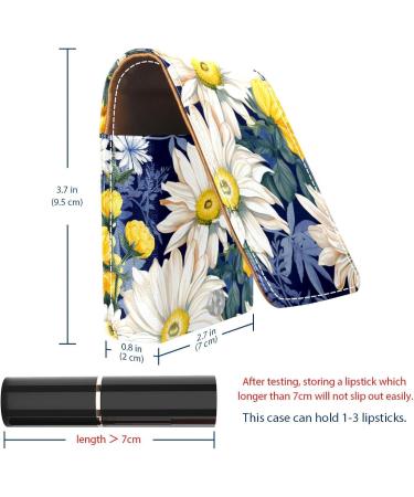 Travel Lipstick Organizer Case - Portable Makeup Bag with Mirror | Flower Watercolor Daisy & Sunflower Design - Buy Online on GoSupps.com