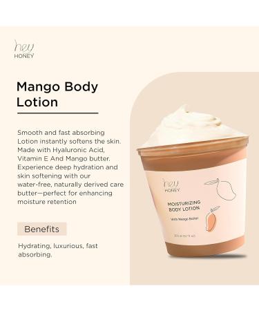 Hey Honey Skin Care Mango & Honey Water-Free Body Lotion - Hyaluronic Acid Ceramides & Barrier Repair for Hands Elbows & Dry Sensitive Skin | 24-Hr Hydration Fruit Enzymes Cruelty-Free | 6.7 oz - Buy Online on GoSupps.com