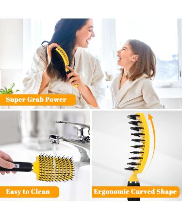 HIPPIH Detangling Brush 2 Pack - Boar Bristle Hair Brush for Women, Men & Kids - Ideal for Wet or Dry Hair - Adds Shine and Smoothness - Green - Buy Online on GoSupps.com