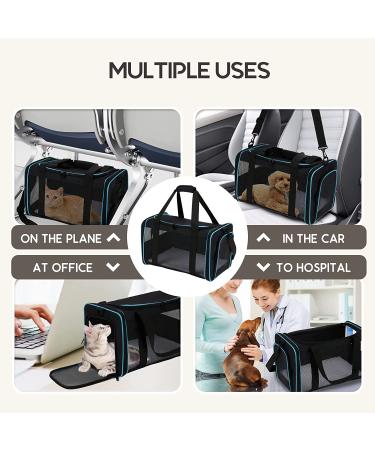 Zbrivier Soft Cat & Dog Carrier - Airline Approved, TSA Approved, Locking Zipper - Medium Black - Buy Online on GoSupps.com