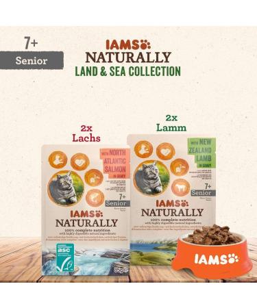 IAMS Naturally Senior Cat Food - High-Quality Wet Food in Sauce with Meat & Fish for Older Cats | Land & Sea Collection 4 x 85g Pack - Buy Online on GoSupps.com
