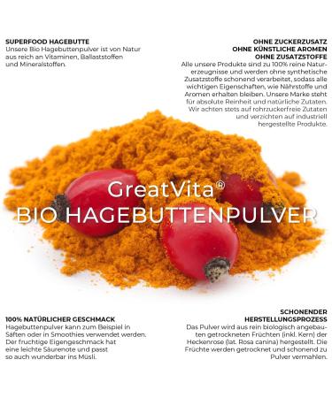 MeaVita Organic Rosehip Powder Raw Vegetable Quality Gluten Free 1 Pack (1 x 1000 g) - Buy Online on GoSupps.com