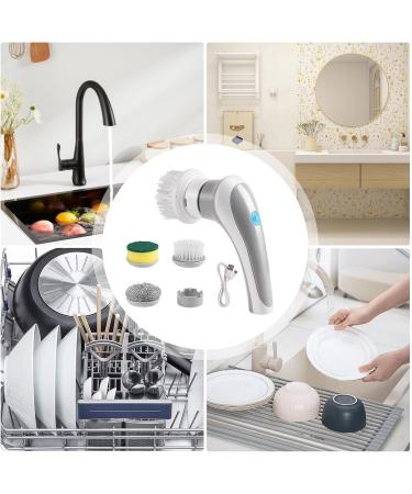 Handheld Electric Scrubber Cordless Cleaning Brush with 3 Replaceable Brush Heads Rechargeable Kitchen Cleaning Spin Brush for Shoe Brushing Dishwashing Bathroom Tub Floor Car Tile Grey - Buy Online on GoSupps.com