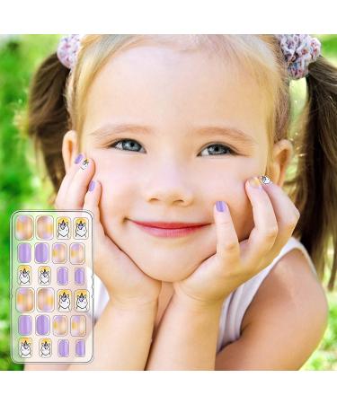 120 Pieces Christmas Children False Nails - Colorful Flower Pattern Kids Press on Nails for Nail Art Decoration - Buy Online on GoSupps.com