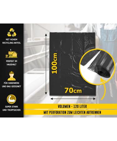 Buy 120L Tearproof Black Garbage Bags - 50 Extra Strong Waste Bags - XXL LDPE - 700x1100mm - Buy Online on GoSupps.com