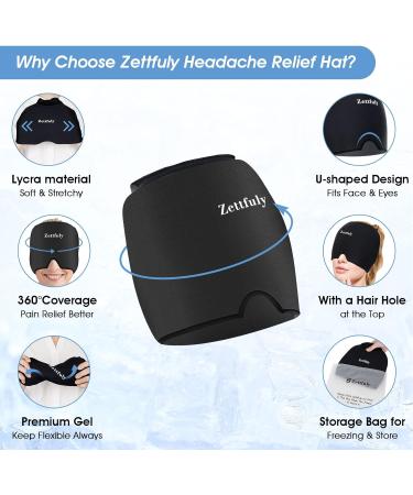 Zettfuly Migraine Relief Hat - Cold Therapy Head Wrap for Headache, Stress, Sinus Relief - Buy Online on GoSupps.com