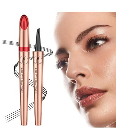 Magic Eyebrow Pencil-3D Waterproof Microblading Eyebrow Pencil Contouring Pen 4 Tipped Precise Brow Pen Magic Microblading Eyebrow Pen Natural Fine Stroke Microblading Eyebrow Pencil (Dark Coffee)