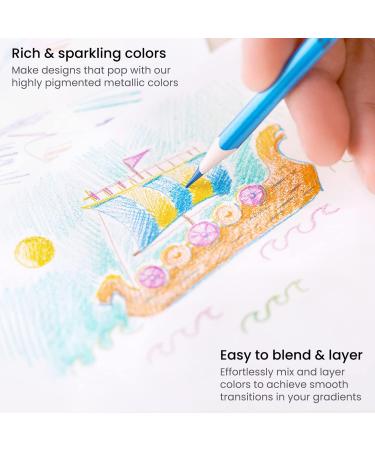 ARTEZA Metallic Colored Pencils - Set of 50 Triangular Grip Drawing Pencils - Buy Online on GoSupps.com