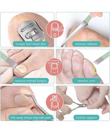 Professional 22 Piece Nail Clipper Pedicure Set with Luxurious Travel Case - Perfect Gifts for Men, Women, Family, and Friends - Green Nail Tools Kit - Buy Online on GoSupps.com