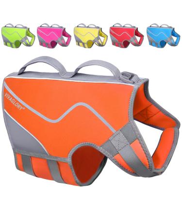Vivaglory for dogs in a sporty style comfortable neoprene rescue vests with Velcro fastener durable pet security vest orange Xlarge XL: 74-84cm (chest caught) Orange