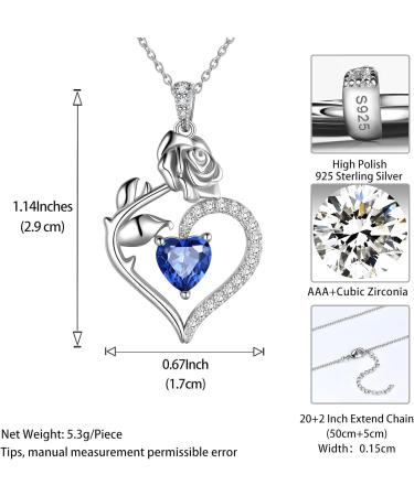 Cute Cat Necklace with Sparkling Zirconia Crystal Birthstone Pendant Necklace for Girls Womens White Gold Over 925 Sterling Silver Animal Necklace Birthstone Jewelry Sweet Present Girlfriend Sisters I September-Sapphire - Buy Online on GoSupps.com