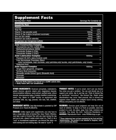 Animal Pak - Convenient All-in-One Vitamin & Supplement Pack & Flex Complete Joint Support Supplement Contains Turmeric Root Curcumin Helps Repair & Restore Joints 44 Packs - Buy Online on GoSupps.com