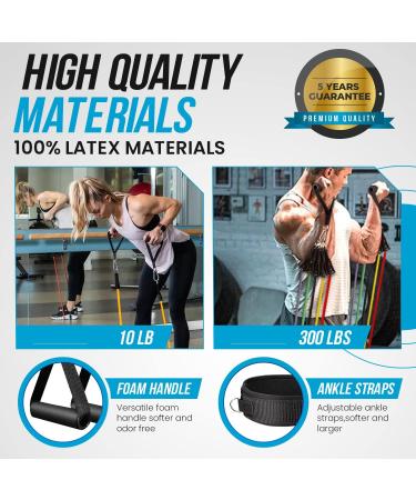 Resistance Bands Weight Building Kit - 12 Elastic Bands 150 lbs for Yoga, Calisthenics, Crossfit - Home Gym Muscle Bands with Anklets and Door Grip 300 lbs - Buy Online on GoSupps.com