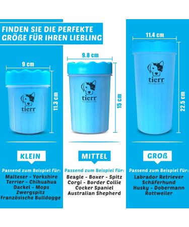 Tierr Pfotenreiniger for Dogs | Dirt Removal & Thorough Cleaning | Soft Brush & Dishwasher Safe | Size M + Claw Scissors - Blue - Buy Online on GoSupps.com