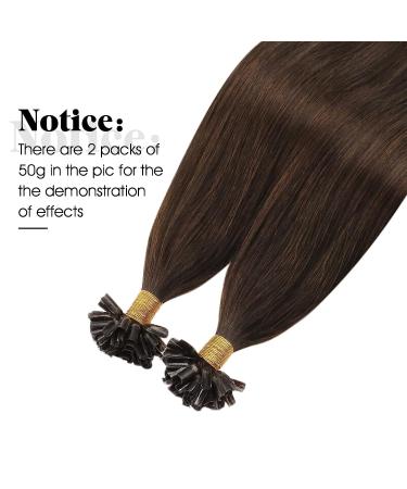 Moresoo Real Hair Extensions - 1g Remy U Tip Keratin Bondings Dark Brown #4 50g 45 cm - Premium Pre-Bonded Hair Extensions - Buy Online on GoSupps.com