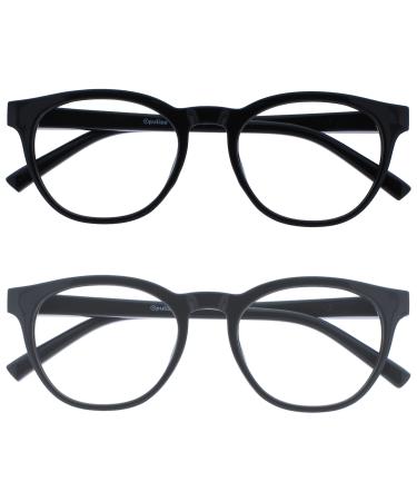 Opulize Blu - Reading glasses Blue light filter 2 Series Pack COOL READ FRIENTS SATE IN THE SLESS Computer Gaming Rumplings Men Women Bb5-13 +3.50 Dioptries Black / Gray