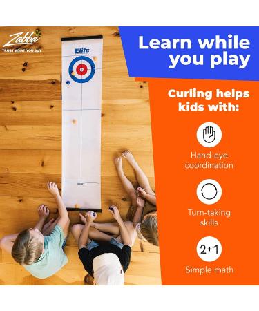 Elite Sportz Equipment Curling Game - Tabletop Family Fun Set with 4 Ft x 1 Ft Mat - Includes Bonus Travel Bag - Ages 6 & Up - Buy Online on GoSupps.com
