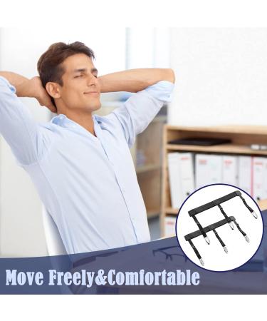 Adjustable Men's Shirt Holders - Elastic Braces with Non-Slip Clamps | Flexible Shirt Bracket - Black (1 Pair) - Buy Online on GoSupps.com