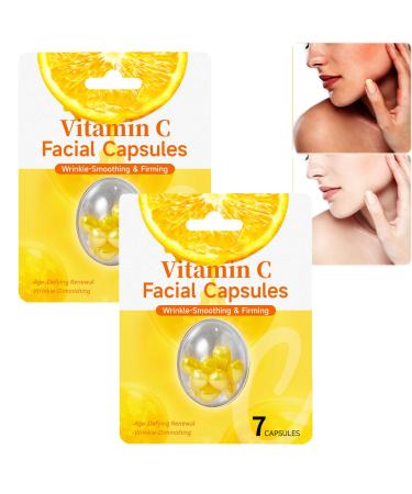 Capsules de s rum la vitamine C pour le visage hydratent illuminent et unifient le teint s rum anti- ge et claircissant s rum anti-rides raffermissant hydratant et r parateur (2pcs)