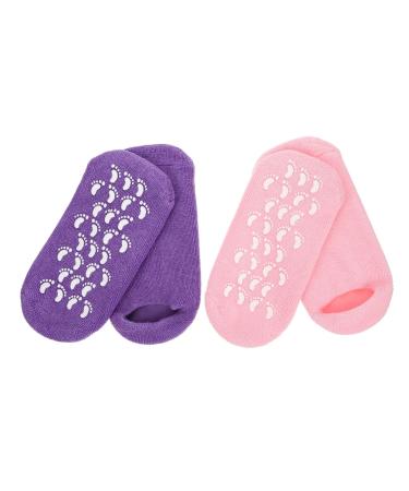 Beavorty 2 Pairs Gel Socks Heel Socks for Dry Cracked feet Comfortable Socks Gel Lined Socks moisturizing feet Socks Dry feet Socks Moisture Heel Socks Foot mask Spa Vegetable Gel Miss 22x10x1cm