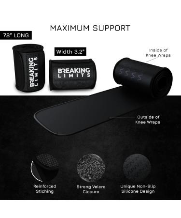 Breaking Limits Kniebandage - Optimal Knee Sleeves for Powerlifting Gym & Strength Training - 200cm Wraps for Enhanced Performance - Buy Online on GoSupps.com