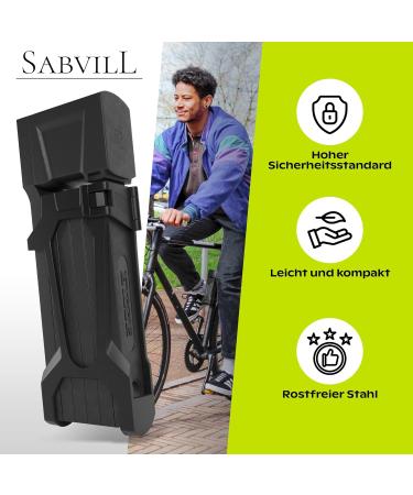 Buy Sabvill Folding Bicycle Lock 75cm | Ultra-Safe E-Bike & MTB Lock with Bracket | Strong Secure Black Bike Lock for International Shipping - Buy Online on GoSupps.com