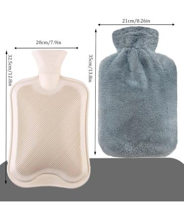 Bonilife Hot Water Bottle with Fluffy Cover - 2L Large Hot Water Bag for Ultimate Comfort and Pain Relief - Great Gift for Men and Women - Darkgrey - Buy Online on GoSupps.com