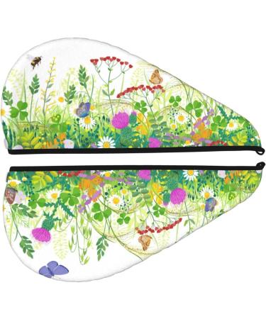 Hair Towel Wrap | Quick-Dry Hair Turban with Button | Eco-Friendly Design (Plants and Insects - Buy Online on GoSupps.com