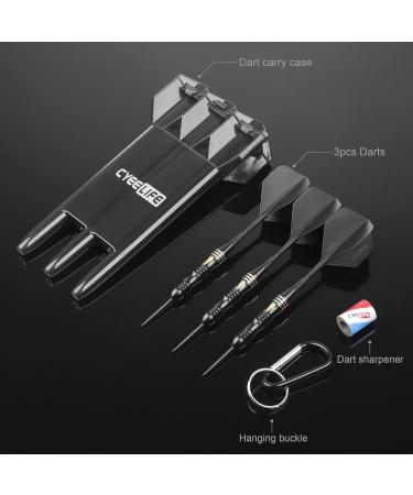 CyeeLife Steel Tip Darts 24g Set with Carry Case, Sharpener & Integrated Flights | Professional Brass Style A-Black - Buy Online on GoSupps.com