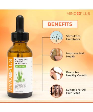 Mino Plus Natural Hair Growth Serum - 60ml / 2fl oz For Longer Stronger Thicker Fuller Hair - Formulated to Prevent Hair Loss Hair Fall with Aloe Vera - Buy Online on GoSupps.com